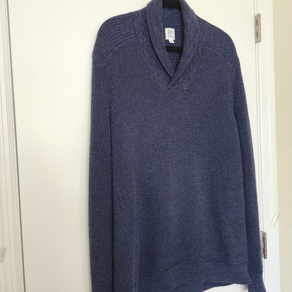 GAP Navy Blue Shawl Collar Sweater Mens Large - Picture 2 of 10